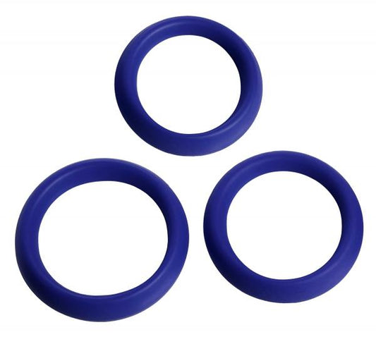 3 Piece Silicone Erection Rings - Blue