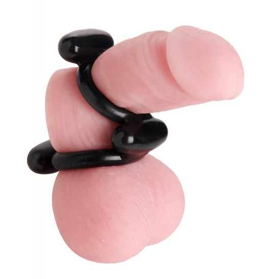 Dual Stretch To Fit Cock And Ball Ring Black