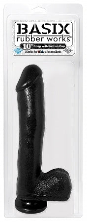 Basix Rubber 10in. Dong With Suction Cup Black