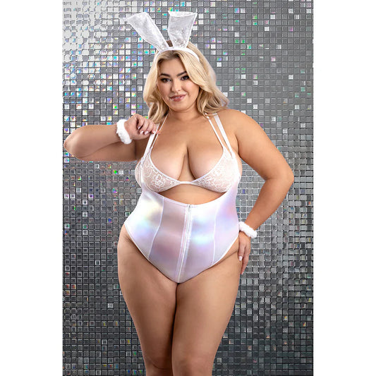 Fantasy Lingerie Bunny Hills 5-Piece Bunny Costume Set White XL/2XL