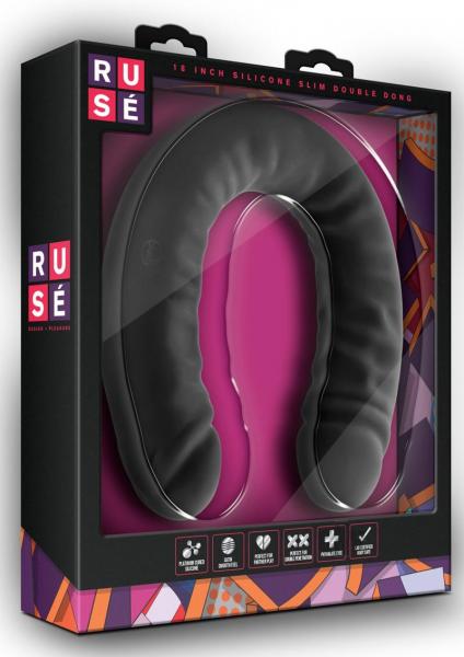 Ruse - Silicone Double Headed Dildo - 18in - Black