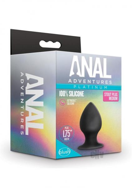 Blush Anal Adventures Platinum Silicone Anal Stout Plug - Medium Black