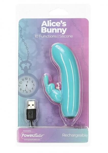 Alices Bunny Rechargeable Bullet With Removable Rabbit Sleeve Teal