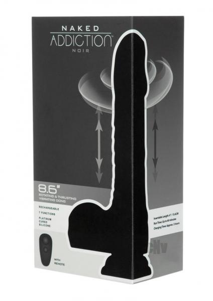 Naked Addiction Noir 8.6 In. Rotating And Thrusting Vibrating Dildo With Remote