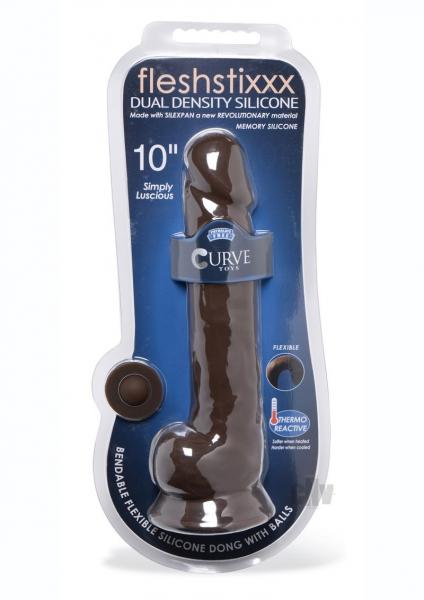 Curve Novelties Fleshstixxx 10" Dildo W/balls - Chocolate