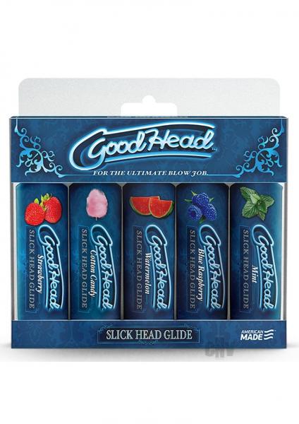 Goodhead - Slick Head  Glide - 5 Pack - 1 Fl. Oz Strawberry, Cotton Candy, Watermelon, Blue Raspberr