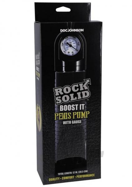 Rock Solid Boost It Penis Pump With Gauge Black/clear