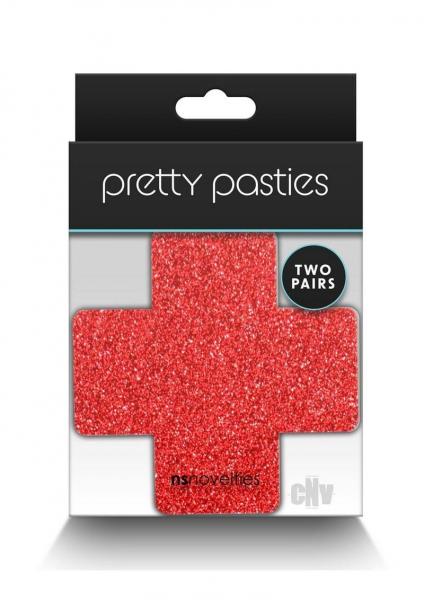 Pretty Pasties Glitter Cross Red/silver 2 Pair