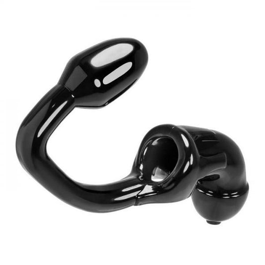 Oxballs Tailpipe, Chastity Cock-lock And Attacehd Buttplug, Black