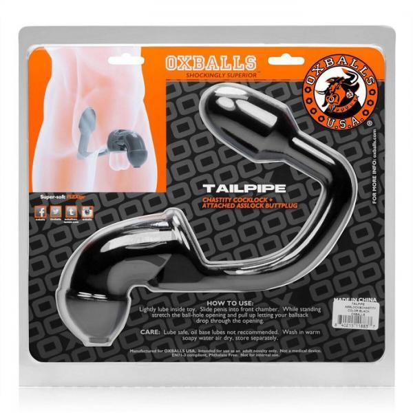 Oxballs Tailpipe, Chastity Cock-lock And Attacehd Buttplug, Black