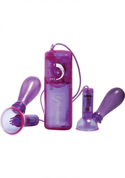 Fetish Fantasy Vibrating Nipple Pumps Purple