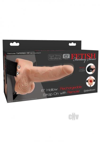 Fetish Fantasy 6in Hollow Rechargeable Strap-on With Remote, Flesh