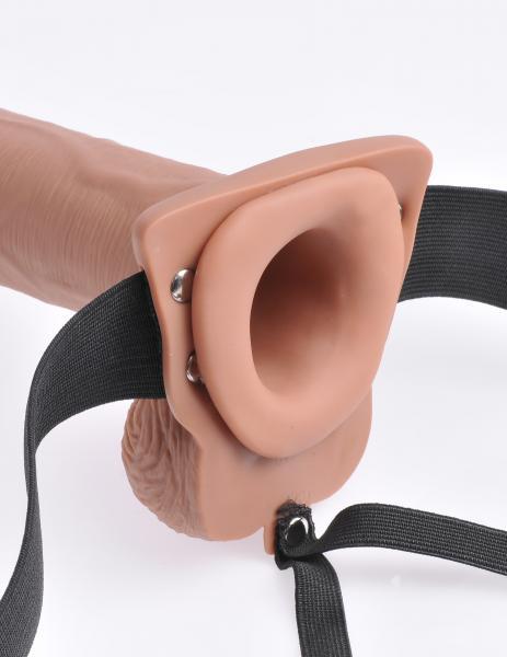 Fetish Fantasy 10in Hollow Rechargeable Strap-on With Remote, Tan