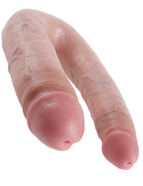 U Shaped Large Double Trouble Dildo - Beige