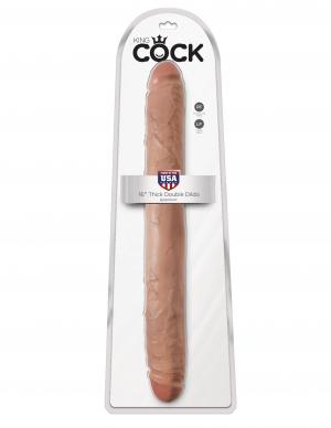 King Cock 16" Thick Double Dildo - Tan