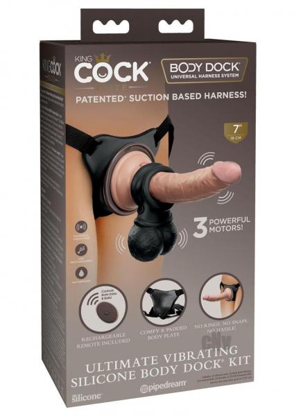 King Cock Elite Ultimate Vibrating Silicone Body Dock Kit