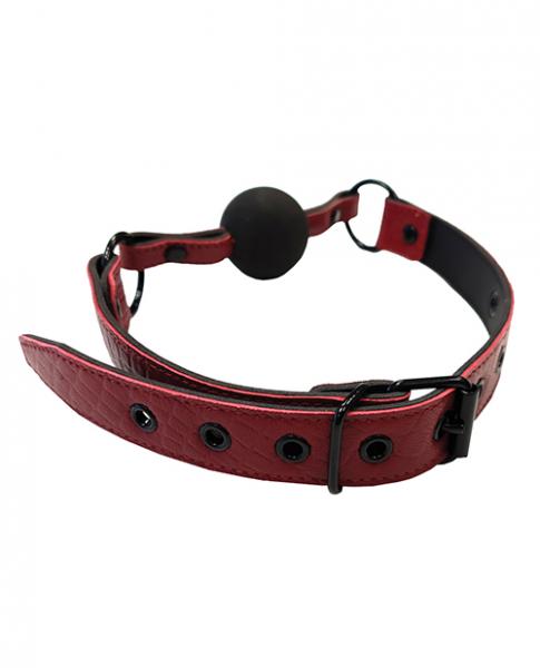 Leather Ball Gag With Rubber Ball  Burgunday & Black Accessories