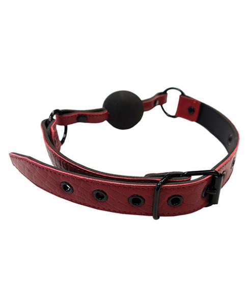 Leather Ball Gag With Rubber Ball  Burgunday & Black Accessories