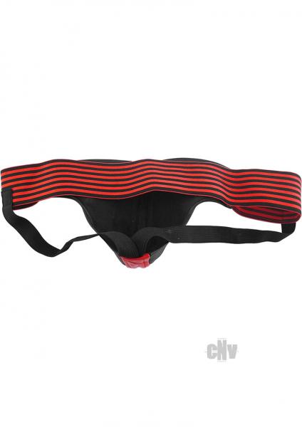 Rouge Leather Jockstrap Stripes Red Black XL