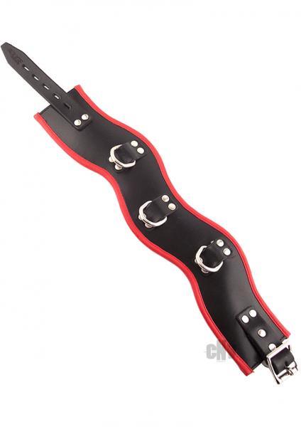 Rouge Leather Posture Collar 3 Ring Black Red