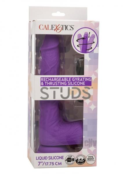 Silicone Studs Rechargeable Gyrating & Thrusting Vibrator - Purple