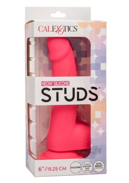 Silicone Studs Neon 6" Dildo - Pink