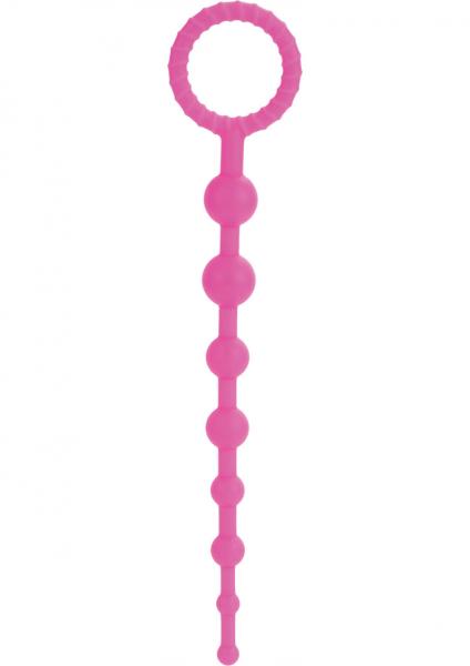 Booty Call X-10 Silicone Anal Beads Pink 8 Inch