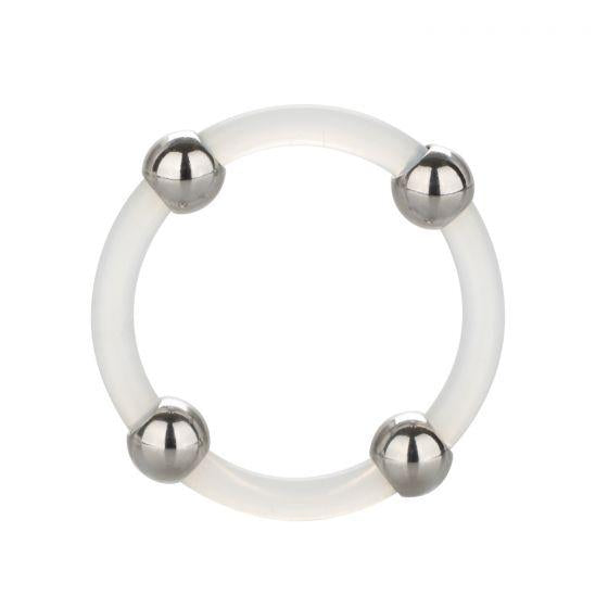 Steel Beaded Silicone Ring Large Clear