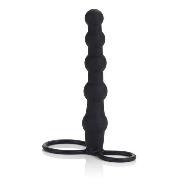 Silicone Love Rider Beaded Dual Penetrator Black