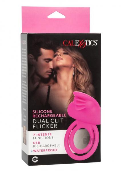 Dual Clit Flicker Enhancer Vibrating Cock Ring Pink