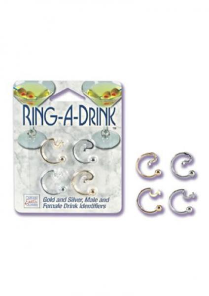 Ring a Drink Gold and Silver Male and Female Drink Identifiers 4 Piece Pack