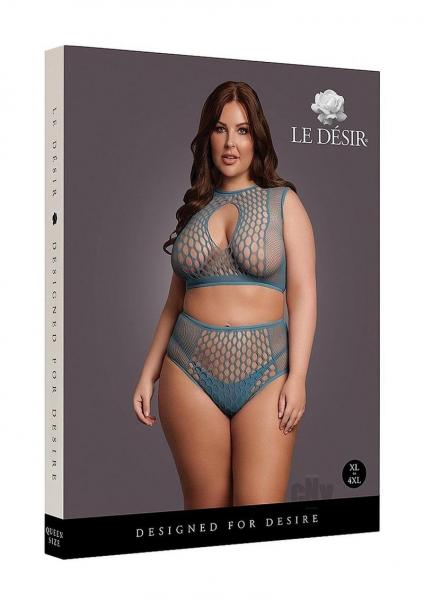 Le Desir Duo Net Key-hole Bra Set Ocean Deep Queen Size