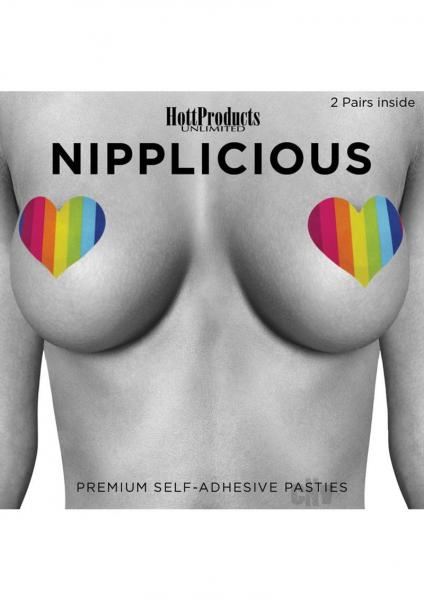 Nipplicious - Rainbow Nipple Pasties - 2-pack - Hearts & Lips Shape