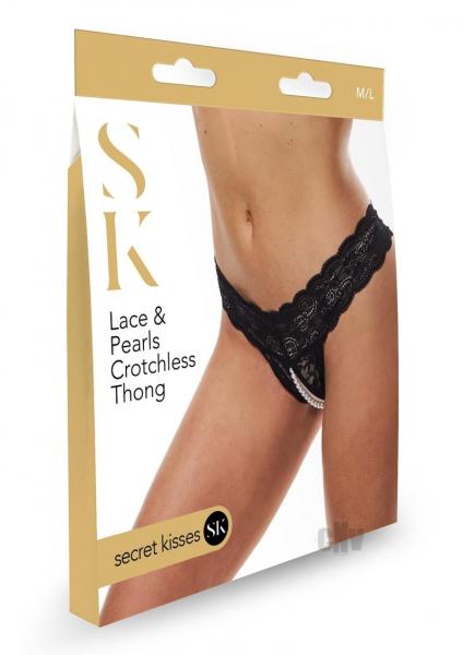 Sk Lace And Pearls Crotchless Thong M/l