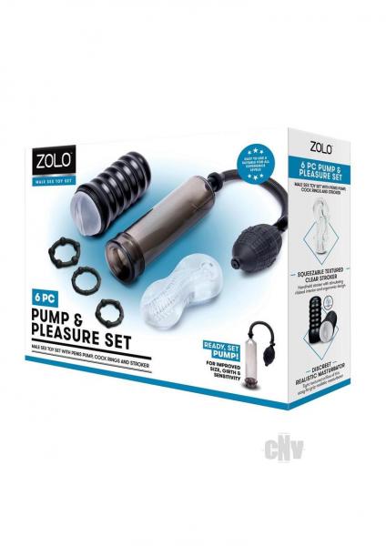 Zolo Pump And Pleasure Set 6pc Black