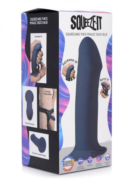 Squeezable Thick Phallic Dildo - Blue