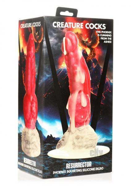 Creature Cocks Resurrector Phoenix Squirting Silicone Dildo - Red/white