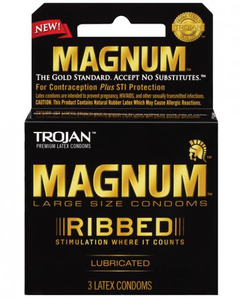 Trojan Magnum Ribbed Latex Condoms 3 Pack