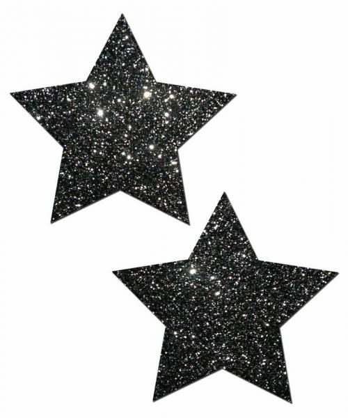 Rockstar Black Glitter Star Pasties O/S