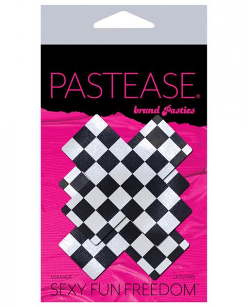 Pastease Checker Cross X Black White Pasties O/S