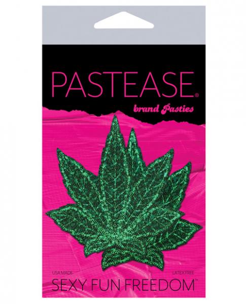 Pastease Glitter Marijuana Leaf Green Pasties O/S