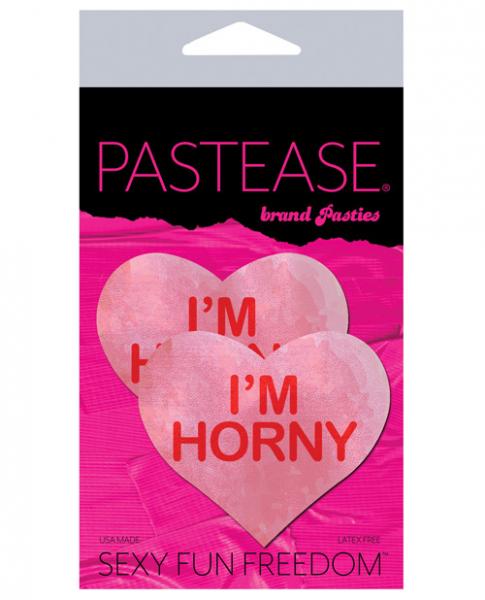 Pastease I'm Horny Heart Pasties Pink Red O/S