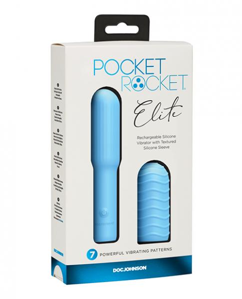 Pocket Rocket Elite Rechargeable Bullet With Removable Sleeve Sky Blue