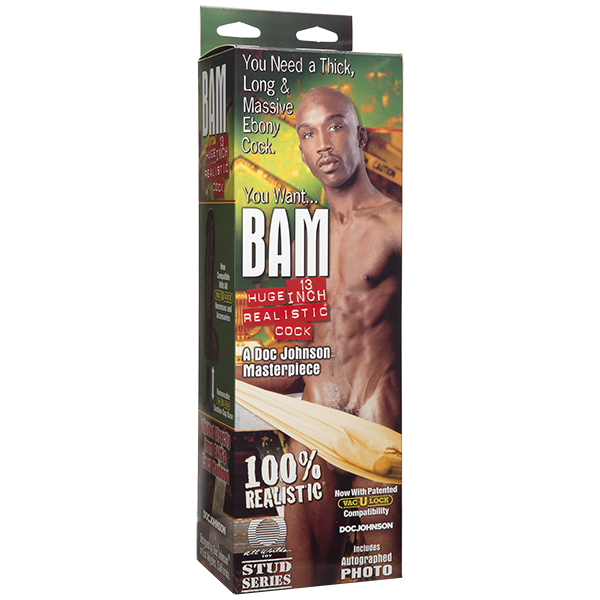 Bam Huge Realistic Cock 13 Inch - Brown