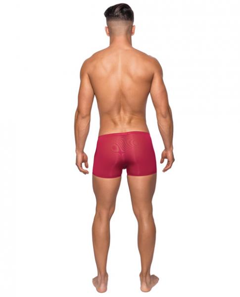 Male Power Seamless Sleek Sleek Short W/sheer Pouch Wine Large