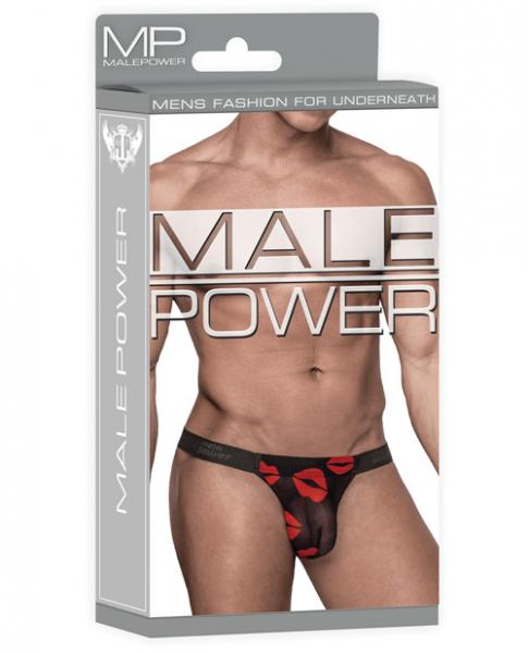 Male Power Kiss Me Micro Thong V Sheer Lips L/xl