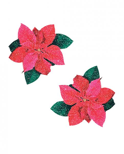 Neva Nude Poinsettia Glitter Flower Pasties - Red/green O/s