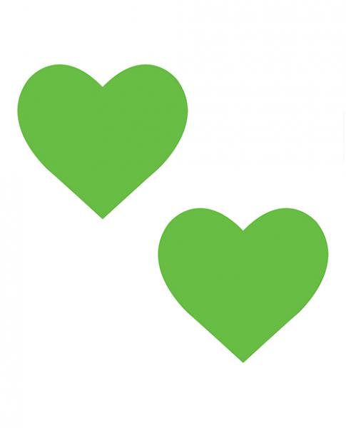 Neva Nude Temperature Reactive Heart Pasties - Neon Green