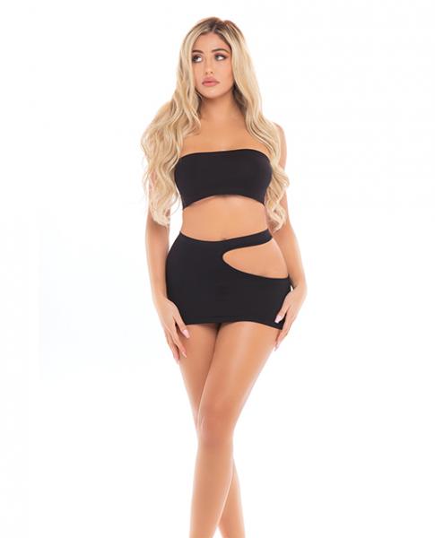 Pink Lipstick Femme Seamless Bandeau & Skirt Black O/s