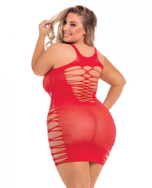 Back 2 Basixxx High Neck Dress Red 1X/3X